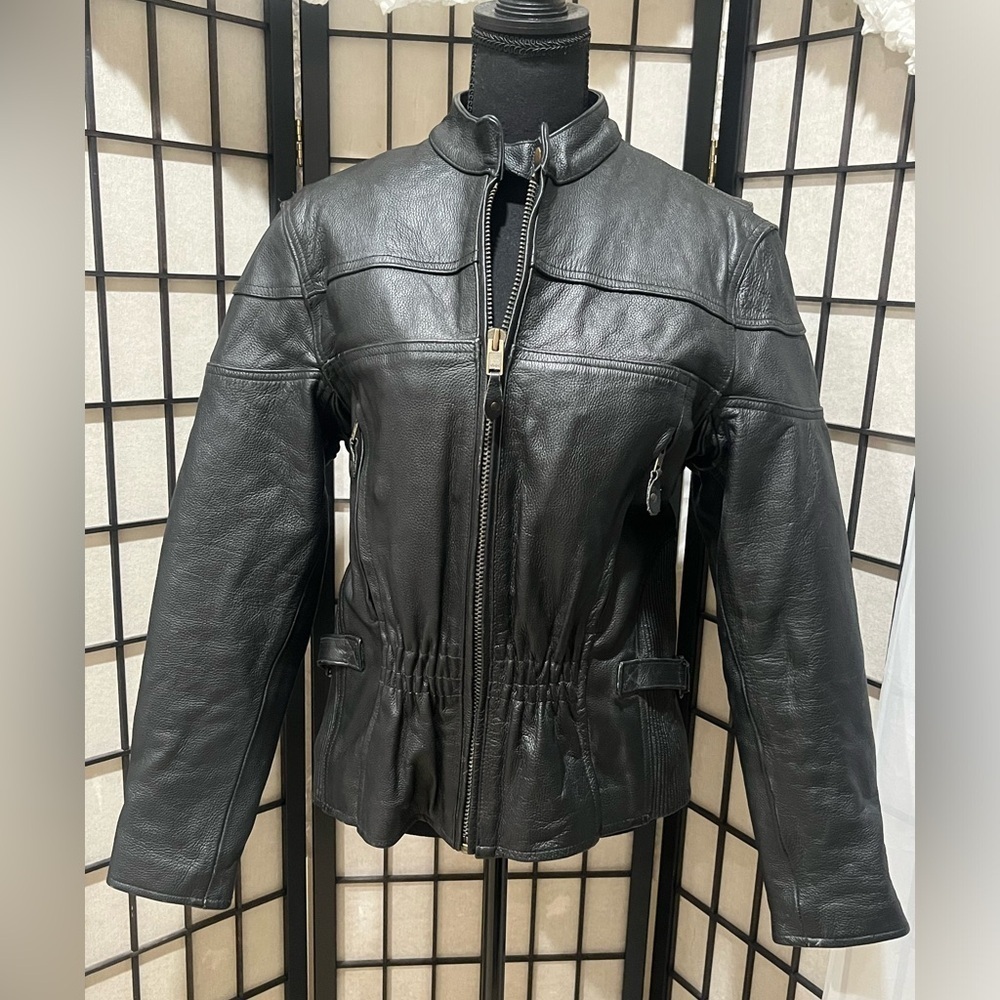 USA Bikers Dream Apparel LEATHER JACKET, STEAM PUNK, GRUNGE, WOMENS SIZE L